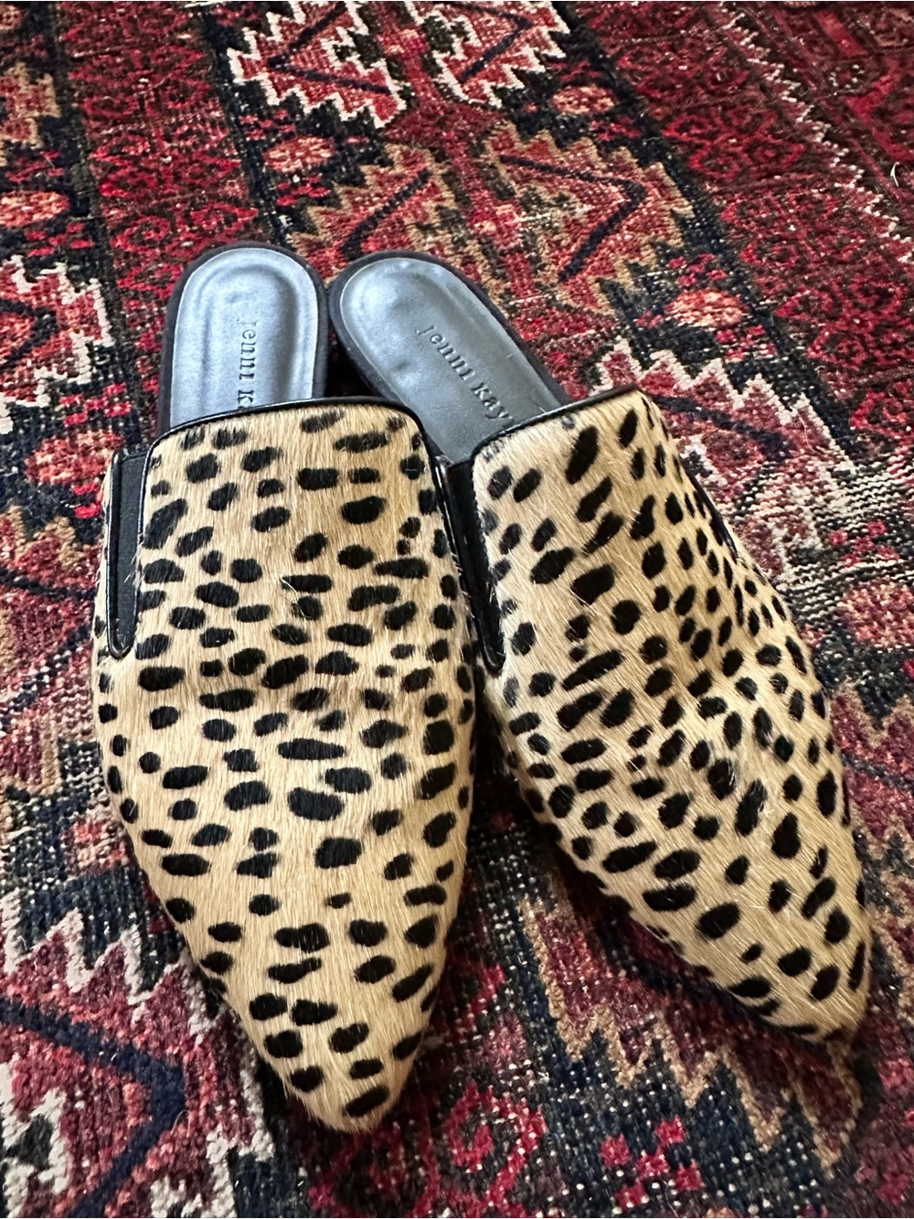 Jenni Kayne Leopard-Print Pointed Mules in Tan and Black